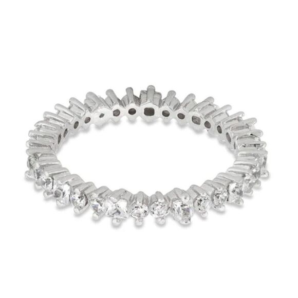 Sterling Silver Round & Princess Cut Eternity CZ Ring New - Picture 4 of 4